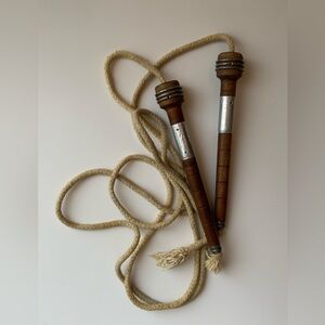 Vintage Wood Handled Jump Rope - Natural Beige